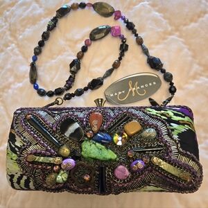 Mary Frances Embellished Hardshell Clutch Purse With Beaded Strap Art To Wear